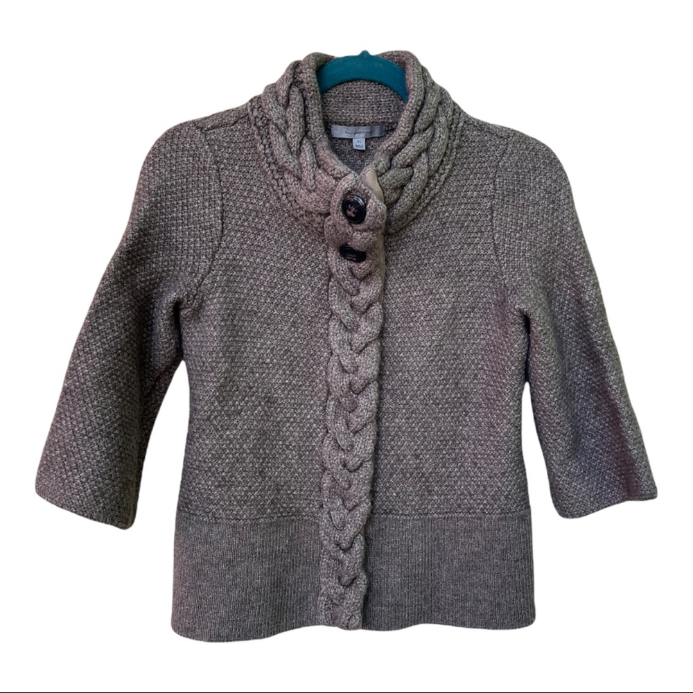 Anthropologie Gray Cable Knit Cardigan